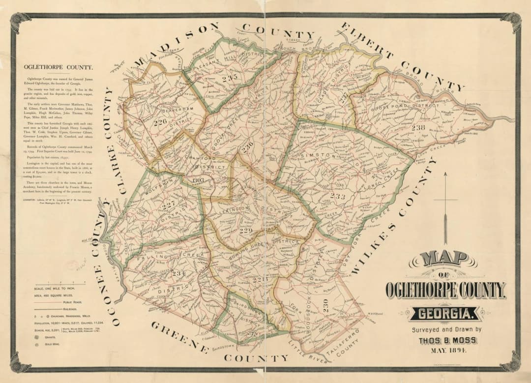 Historic map of Oglethorpe County, Georgia